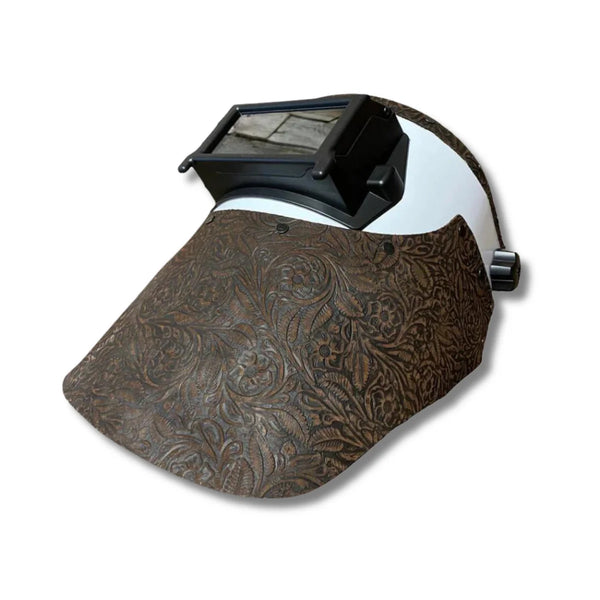 ***IN STOCK*** Outlaw Leather - Welding Hood - White Hood Brown Floral