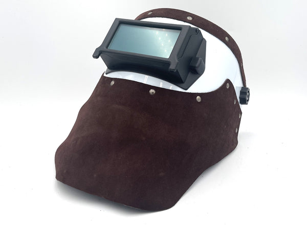 ***IN STOCK*** Outlaw Leather - Welding Hood - White Hood w/ Brown Suede