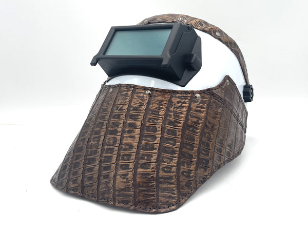 ***IN STOCK*** Outlaw Leather - Welding Hood - Chocolate Caiman with Copper Accents