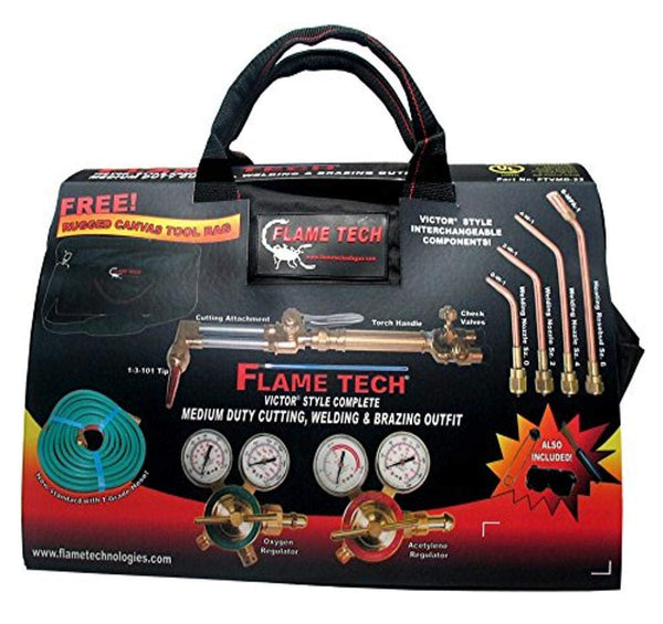FLAME TECH® FTVMD-22 Complete Medium Duty Cutting, Welding and Heating Outfit, Compatible with Victor Products