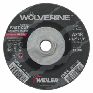 Wolverine Grinding Wheels, 4 1/2 in Dia, 1/4 in Thick, 5/8 in - 11, 24 Grit, R  by Outlaw Leather.