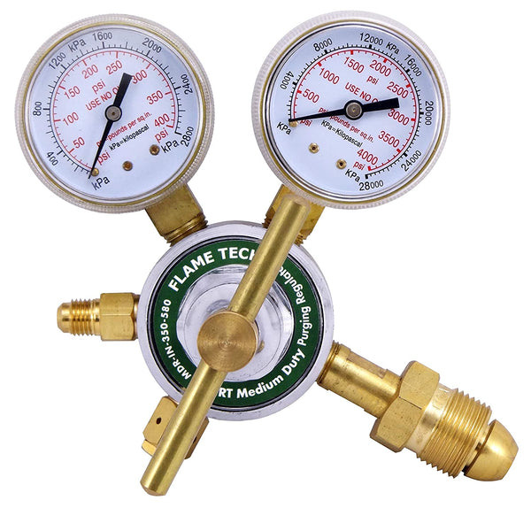 FLAME TECH® MDR-IN-350-580 Inert Gas Medium Duty Regulator, 2" Guages, Victor Compatible