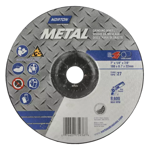 Norton Metal A AO Type 27 Grinding Wheel 7 X 1/4 X 5/8 -11