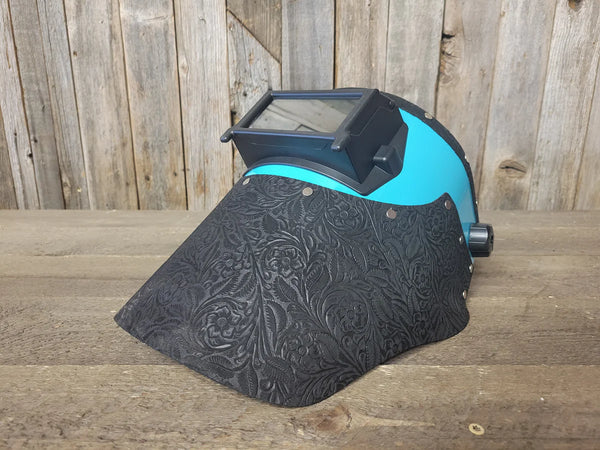 *** IN STOCK*** Outlaw Leather - Welding Hood - Black Floral w/ Turquoise Hood