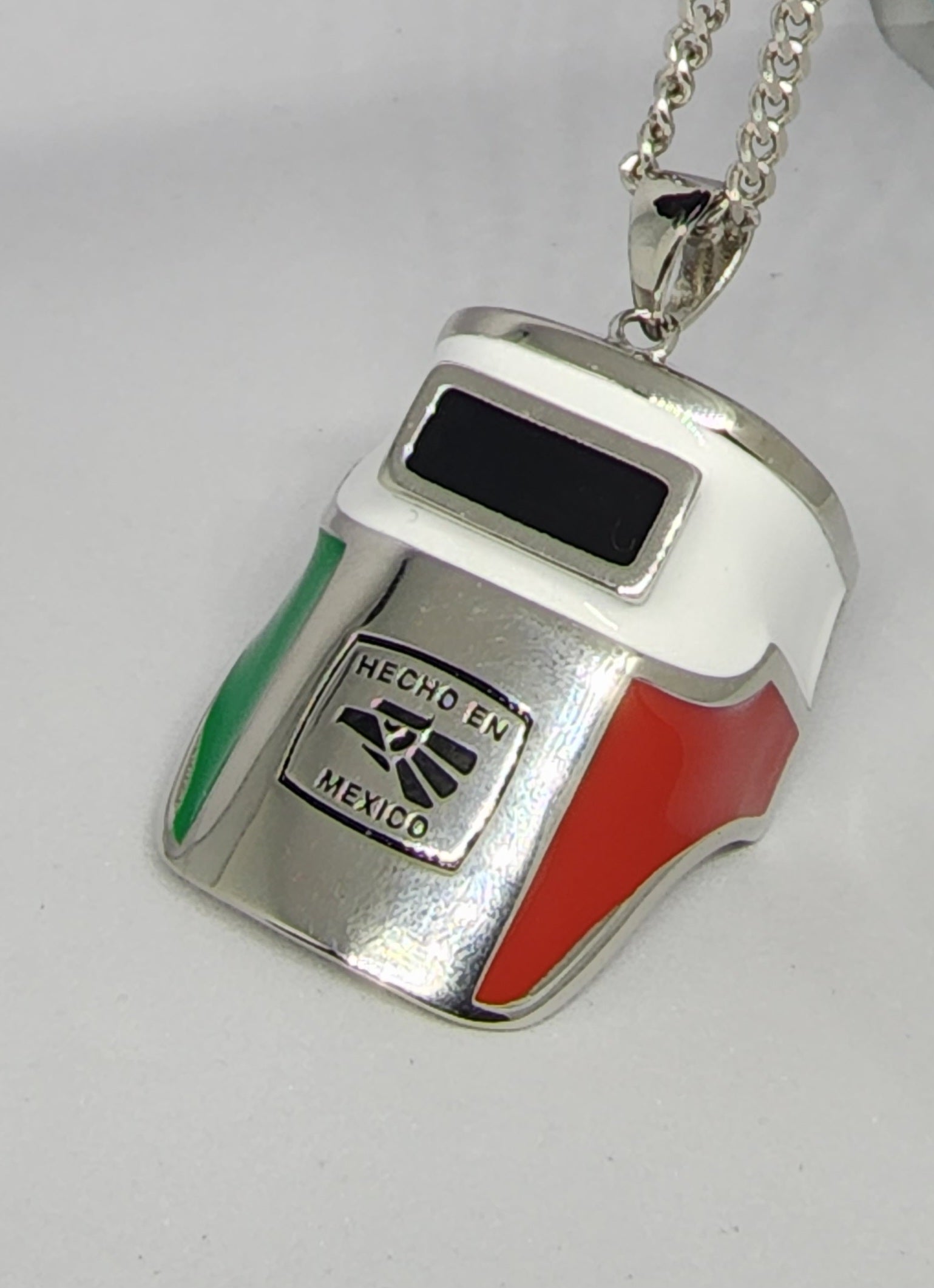 .925 Sterling Silver Mexican Flag Welding Hood Pendant