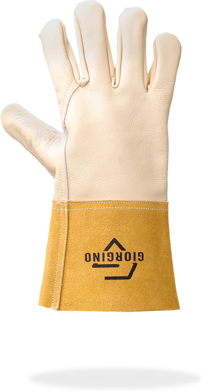 Giorgino Premium Welding Gloves, Cow Leather Palm, Heat Resistant, Heavy Duty, 4-Inch Cow Split Cuff Large