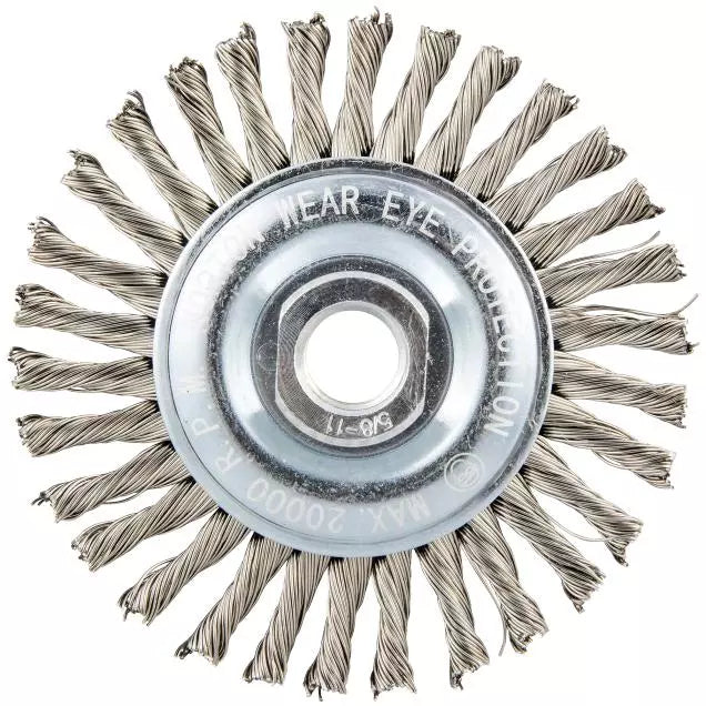 Norton Stainless Steel Stringer Bead Twist Knot Wire Arbor Wheel Brush 6"