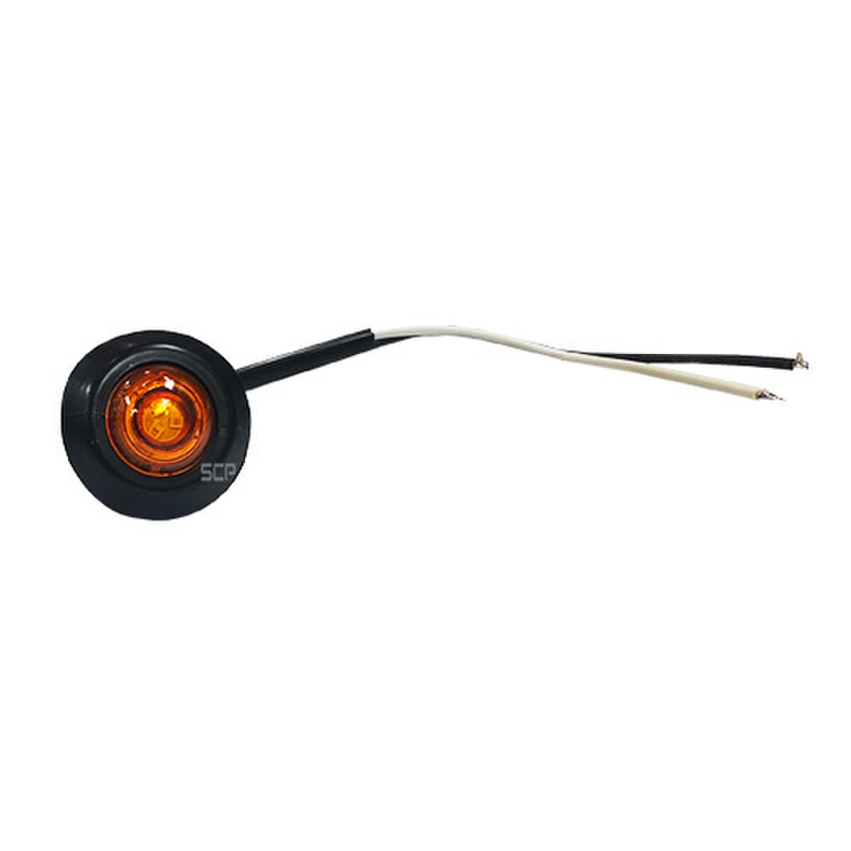 Trailer Light - 3/4" Round Marker Light - Amber Lens/3 LEDS - Large Grommet / Bare End 6"
