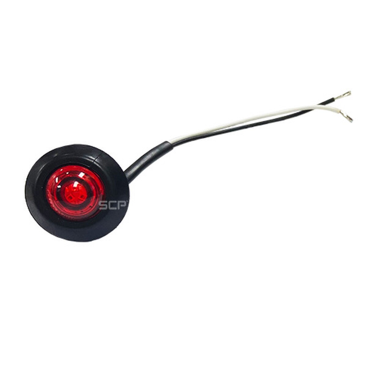 Trailer Light - 3/4" Round Marker Light - Red Lens/3 LEDS - Large Grommet / Bare End 6"