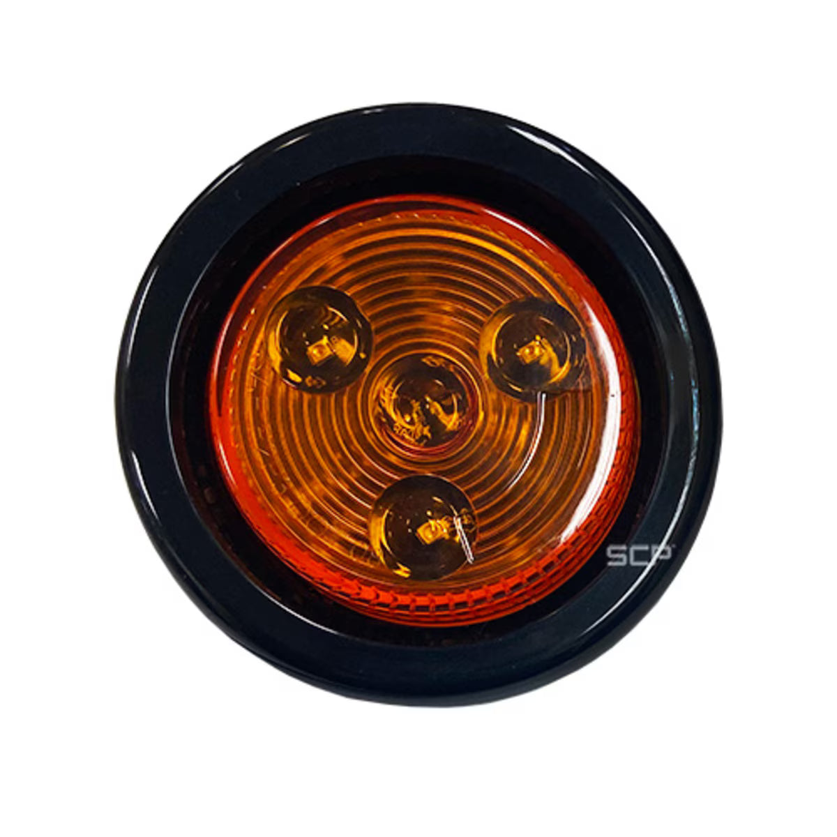 Trailer Light - 2" Round Marker Light - Dark Amber Lens/ 3 Amber LEDS - Grommet & Plug