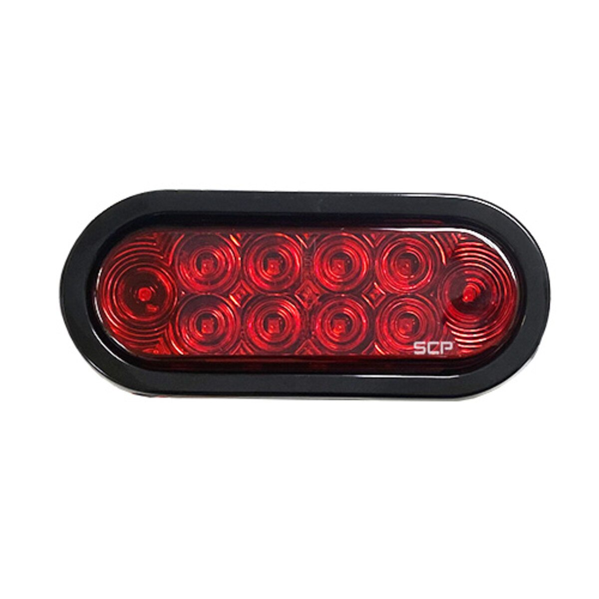 Trailer Light - 6" Oval Stop/Turn/Tail Light - Dark Red Lens/10 Red LEDS - Grommet & Plug