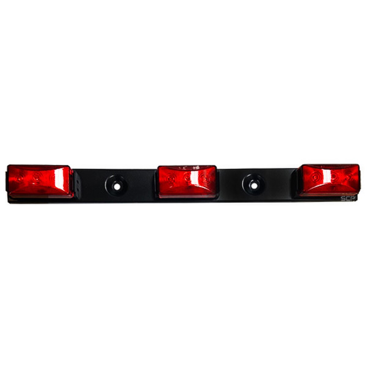 Trailer Light Bar - 3 Light/Red Lens/LEDS - Metal Base