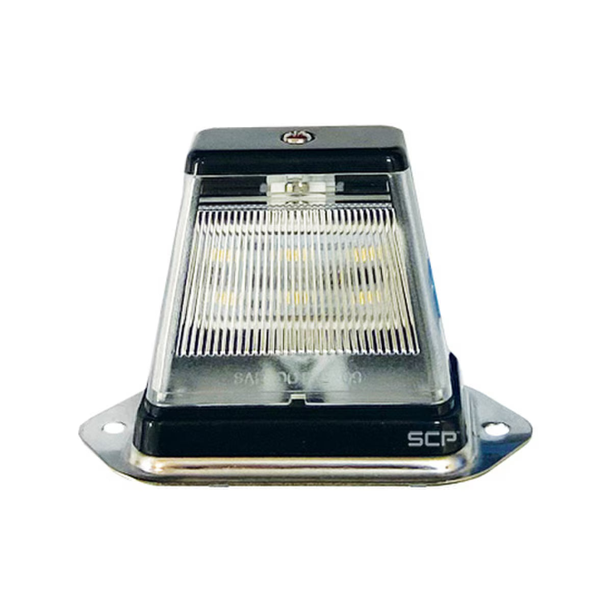 Trailer Light - License Plate Light - Clear Lens/6 White LEDS - Black ABD Housing / Stainless Steel Base