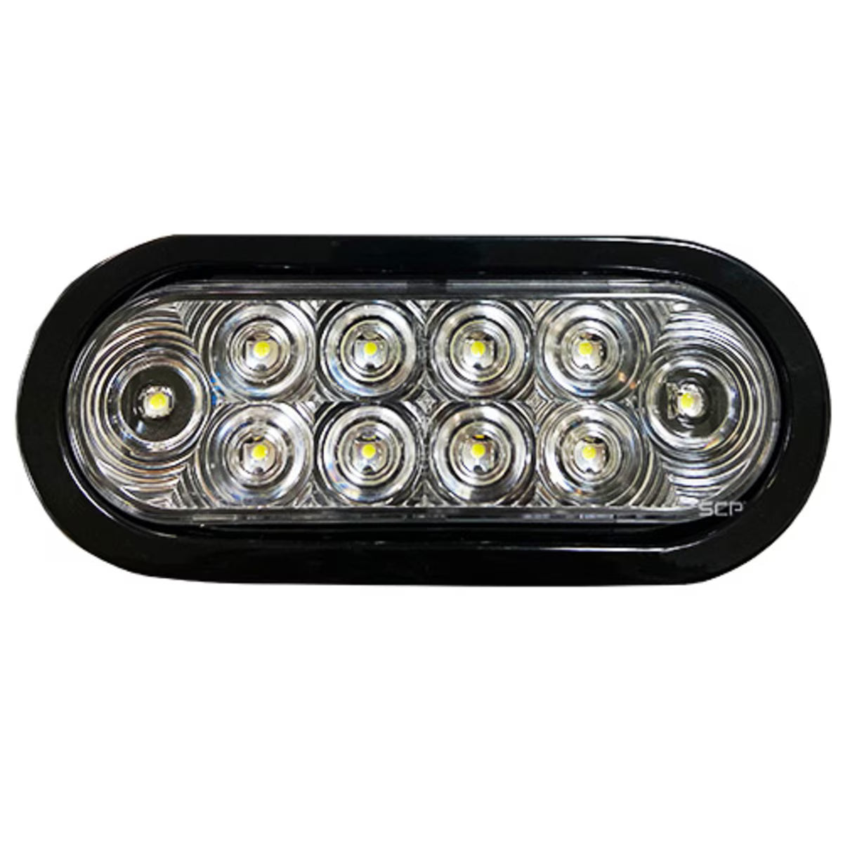 Trailer Light - 6" Oval Backup Light - Clear Lens/10 LEDS White - Grommet & Plug