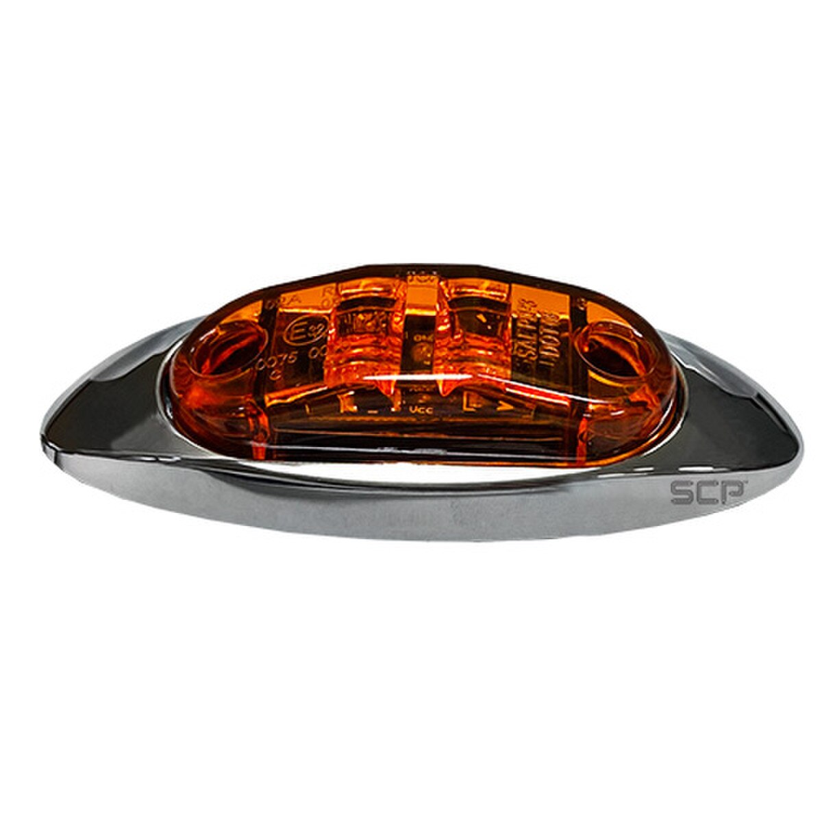 Trailer Light - 2.6" X 1" Surface Mount Marker Light - Chromed Sleek Bezel - Amber