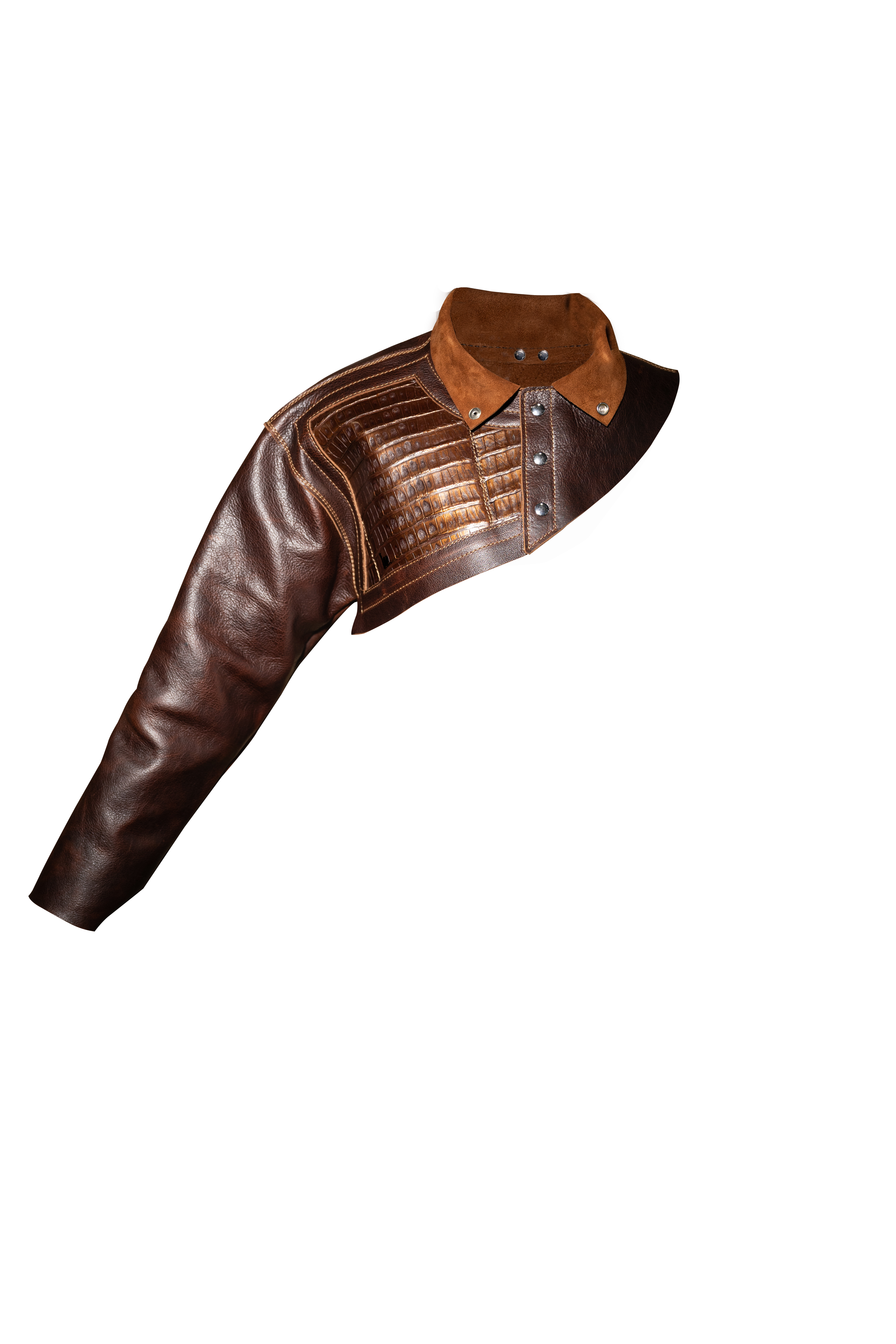 OUTLAW LEATHER - WELDING JACKET - ONE SLEEVE LEATHER JACKETS - CAIMAN