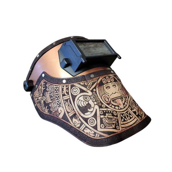 Outlaw Leather - Welding Hood - Aztec Calendar Natural