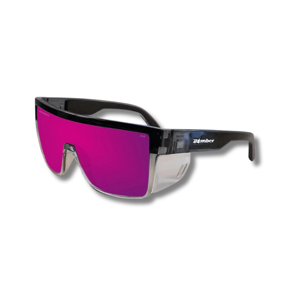 Outlaw Leather - Bomber Eyewear - BUZZ Safety Polarized Revo Pink Mirror Crystal