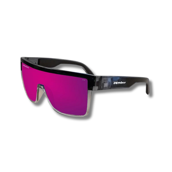 Oversized Pink Mirror Lens Sunglasses with Flat Top – Bomber