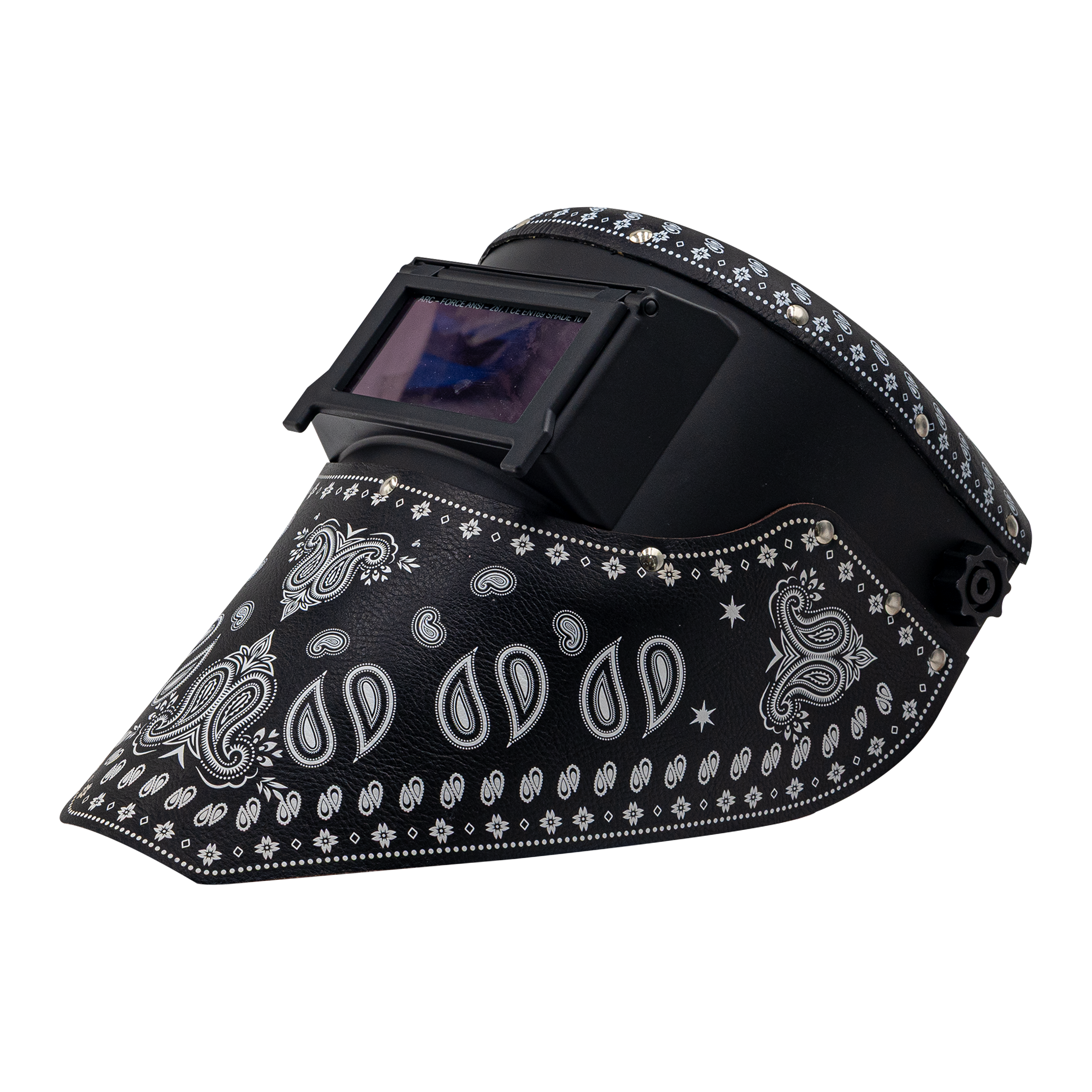 Outlaw Leather Slimline Bandana Hood – Black Paisley Edition