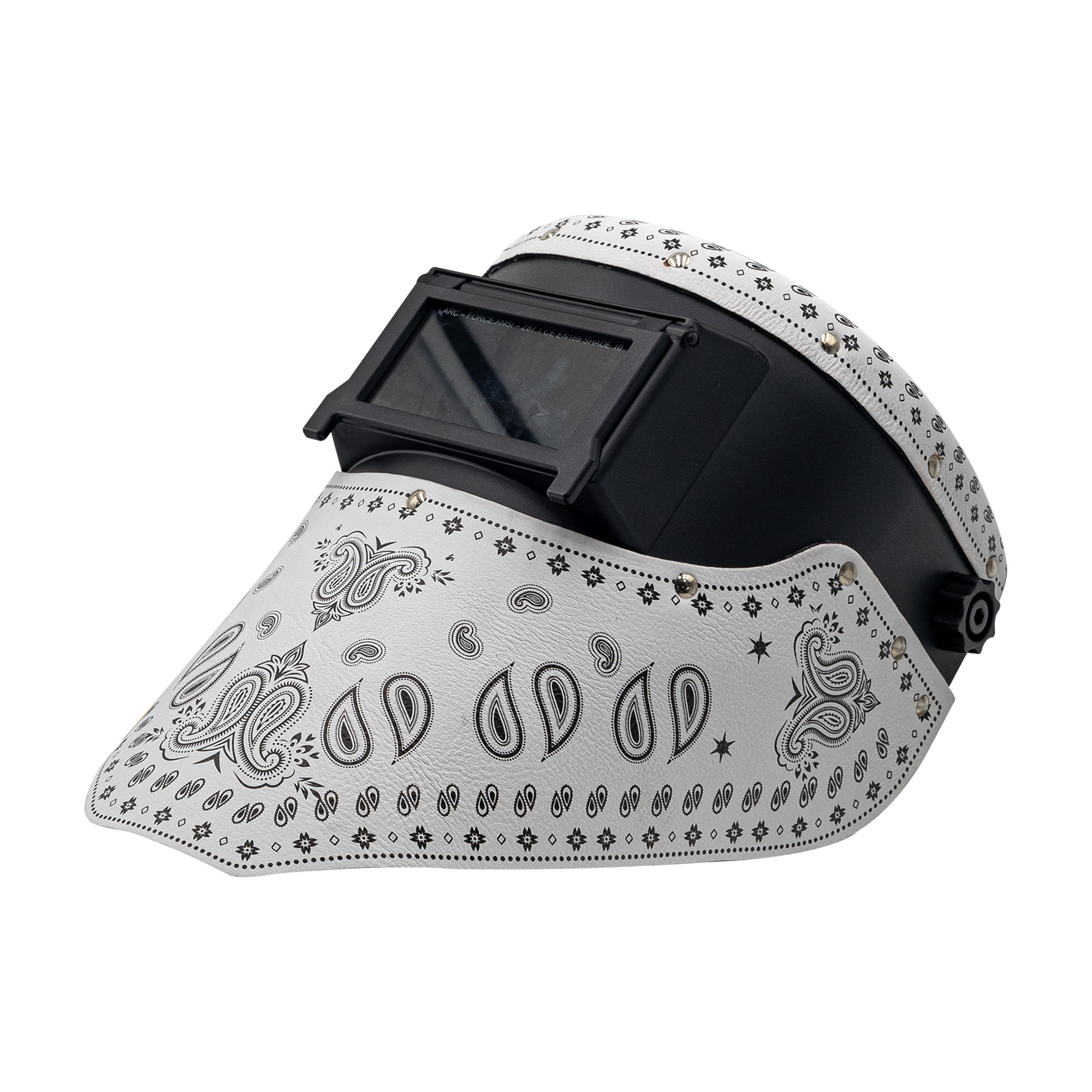 Outlaw Leather - Slimline Bandana Hood – White Paisley Edition