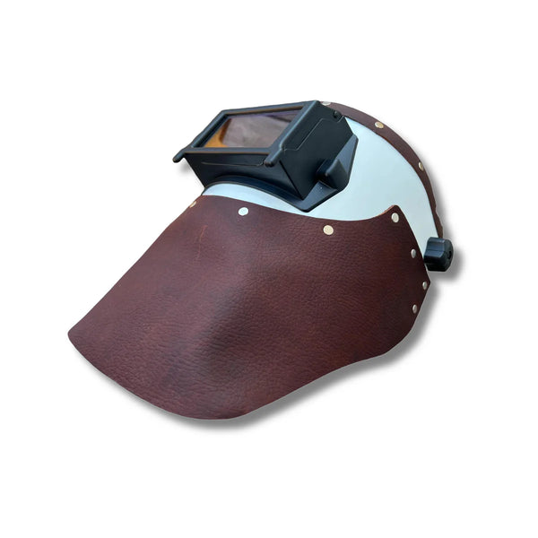 ***IN STOCK*** Outlaw Leather - Welding Hood -White Hood w/ Brown Leather