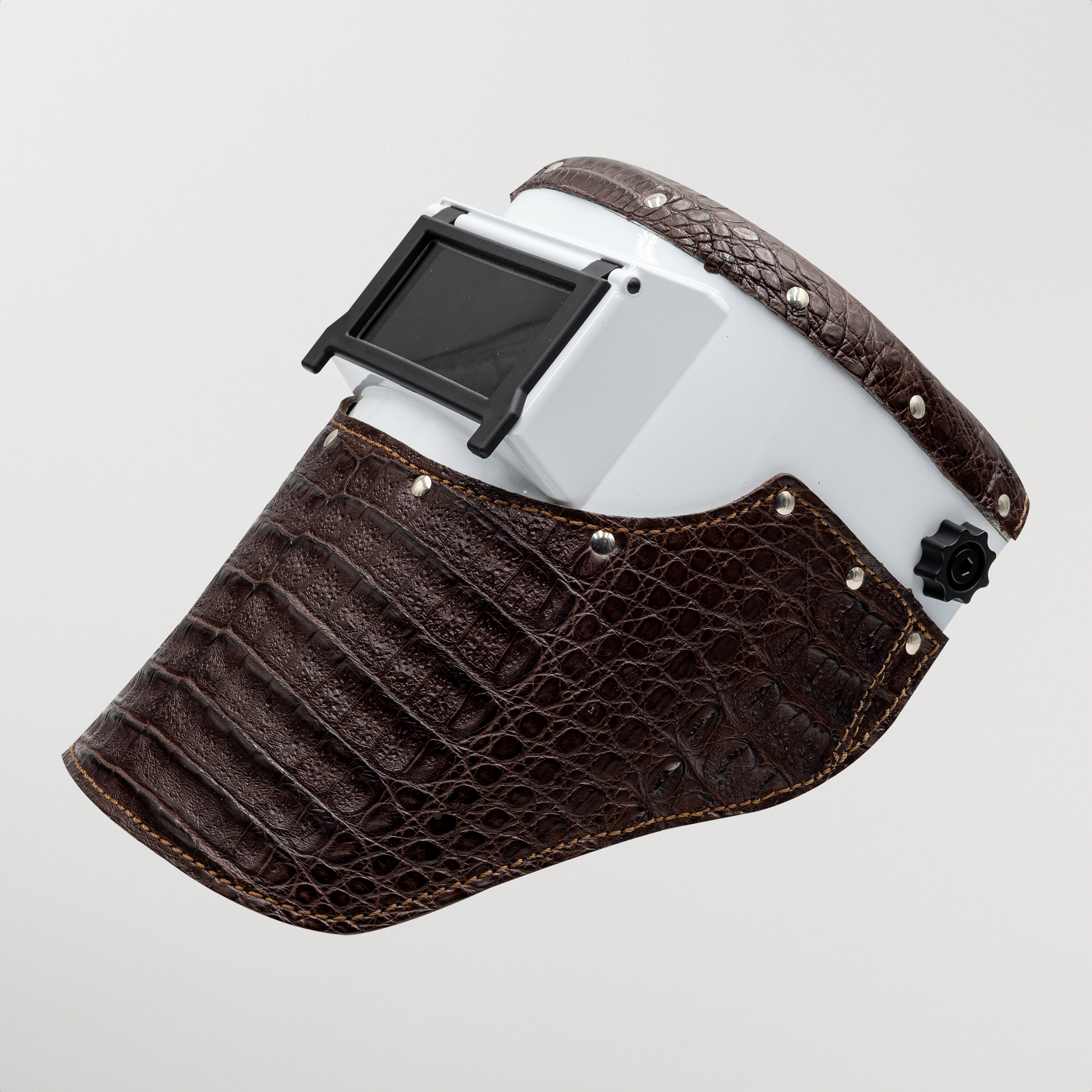 Outlaw Leather - Welding Hood - Dark Brown Caiman