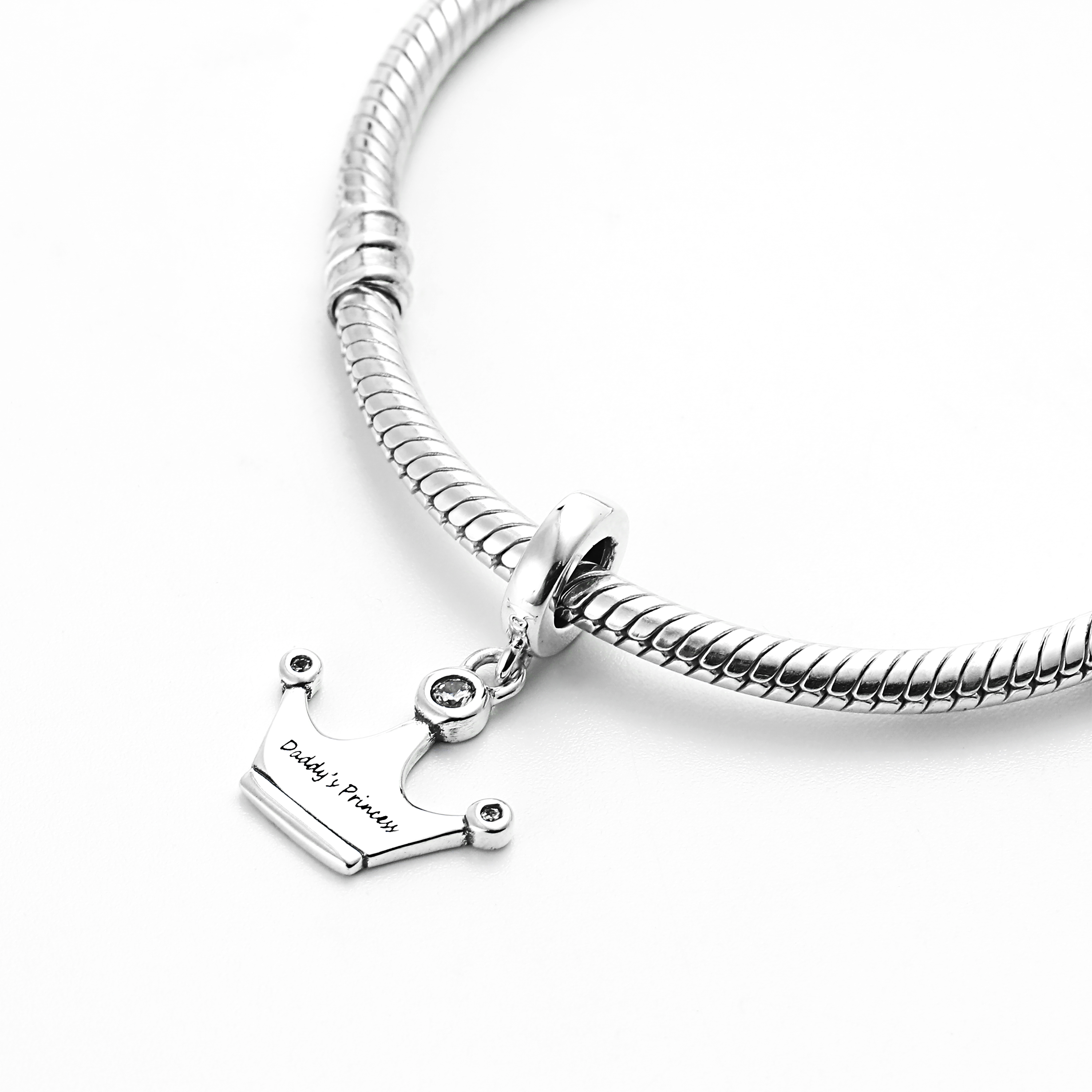 Sterling Silver Daddy's Princess Crown Charm