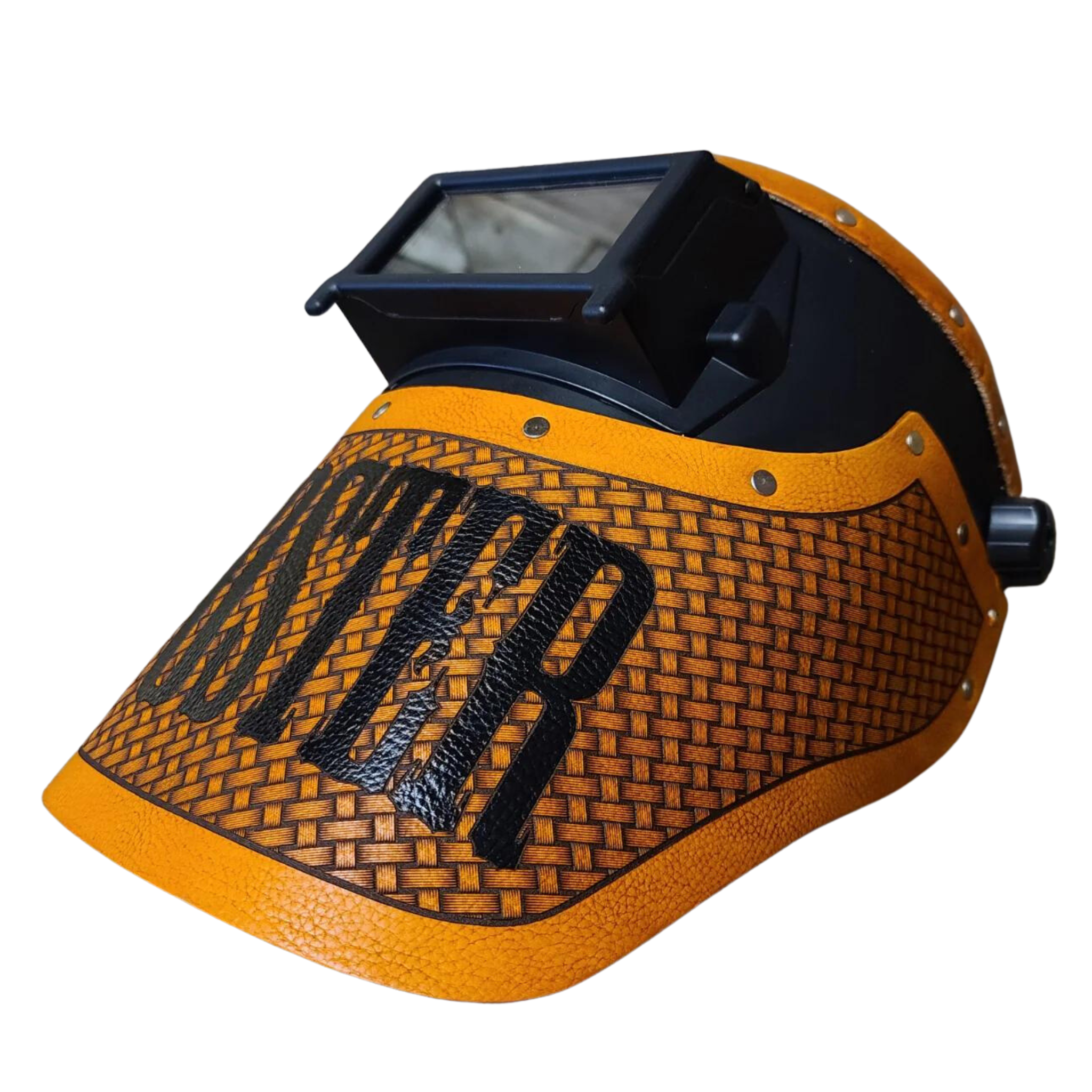 Outlaw Leather - Welding Hood - Tan Name