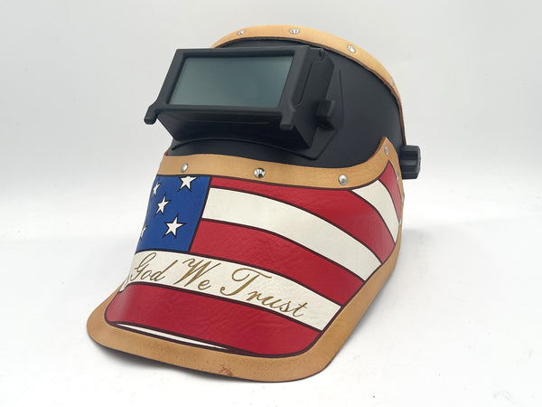 ***IN STOCK*** Outlaw Leather - Welding Hood - "In God We Trust" USA - Tan