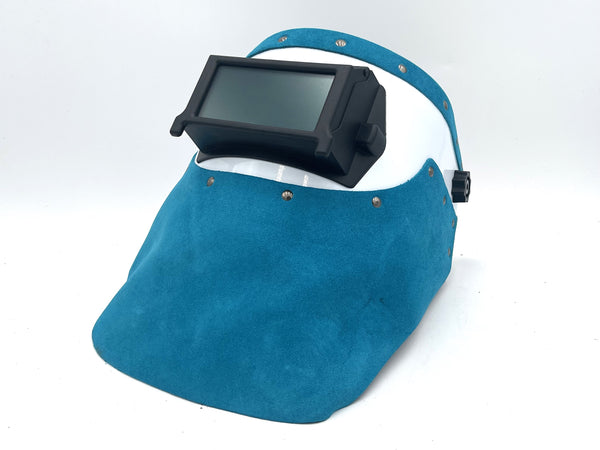 ***IN STOCK*** Outlaw Leather - Welding Hood - White Hood w/ Turquoise  Suede
