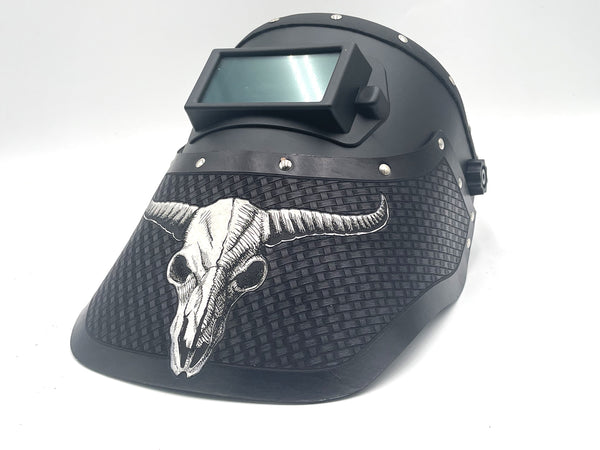 ***IN STOCK*** Outlaw Leather - Welding Hood - Longhorn skull - Black