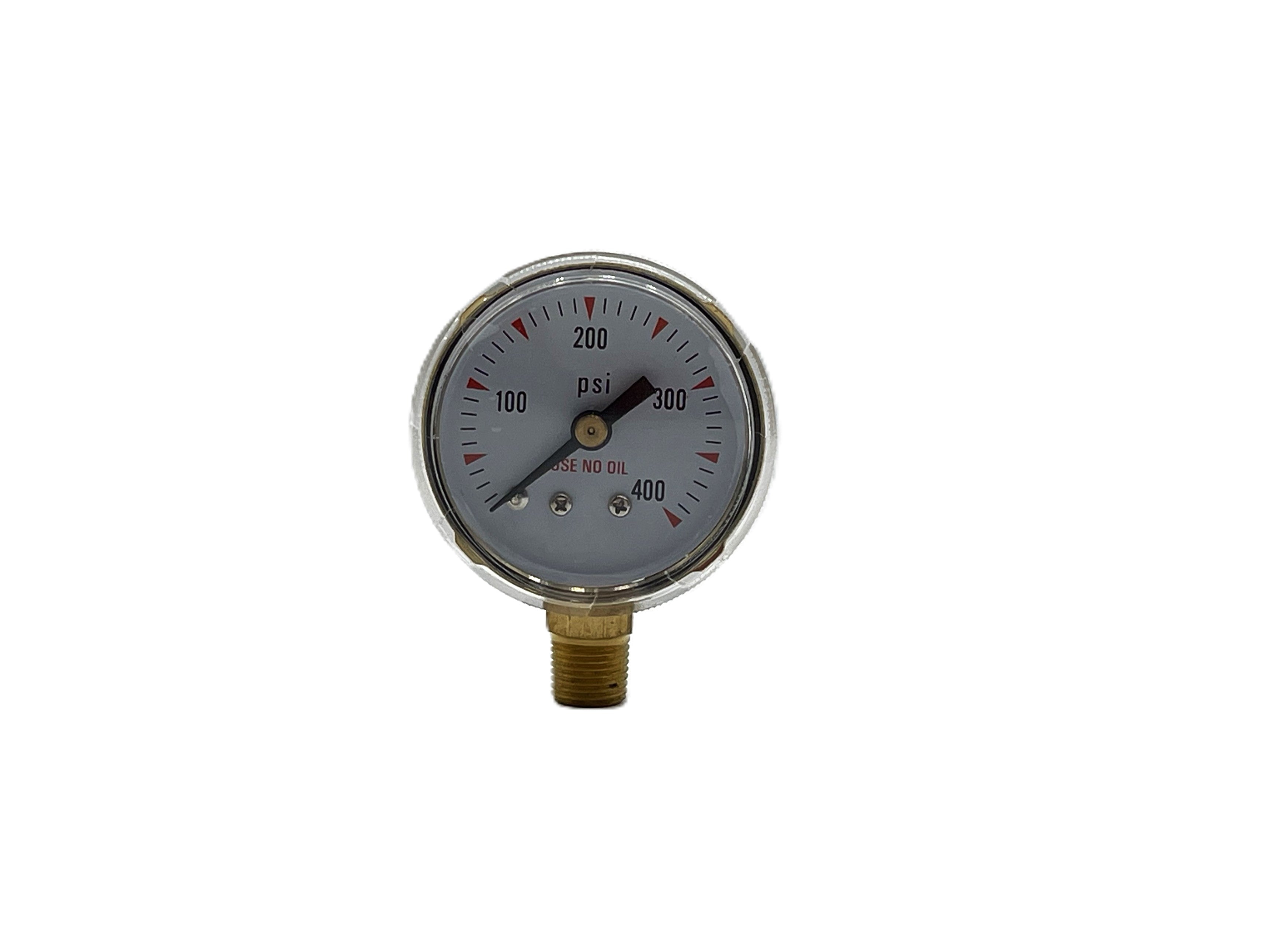 INWELD - 1.5" Pressure Gauge, 0–400 PSI, Brass Case, Bottom Mount