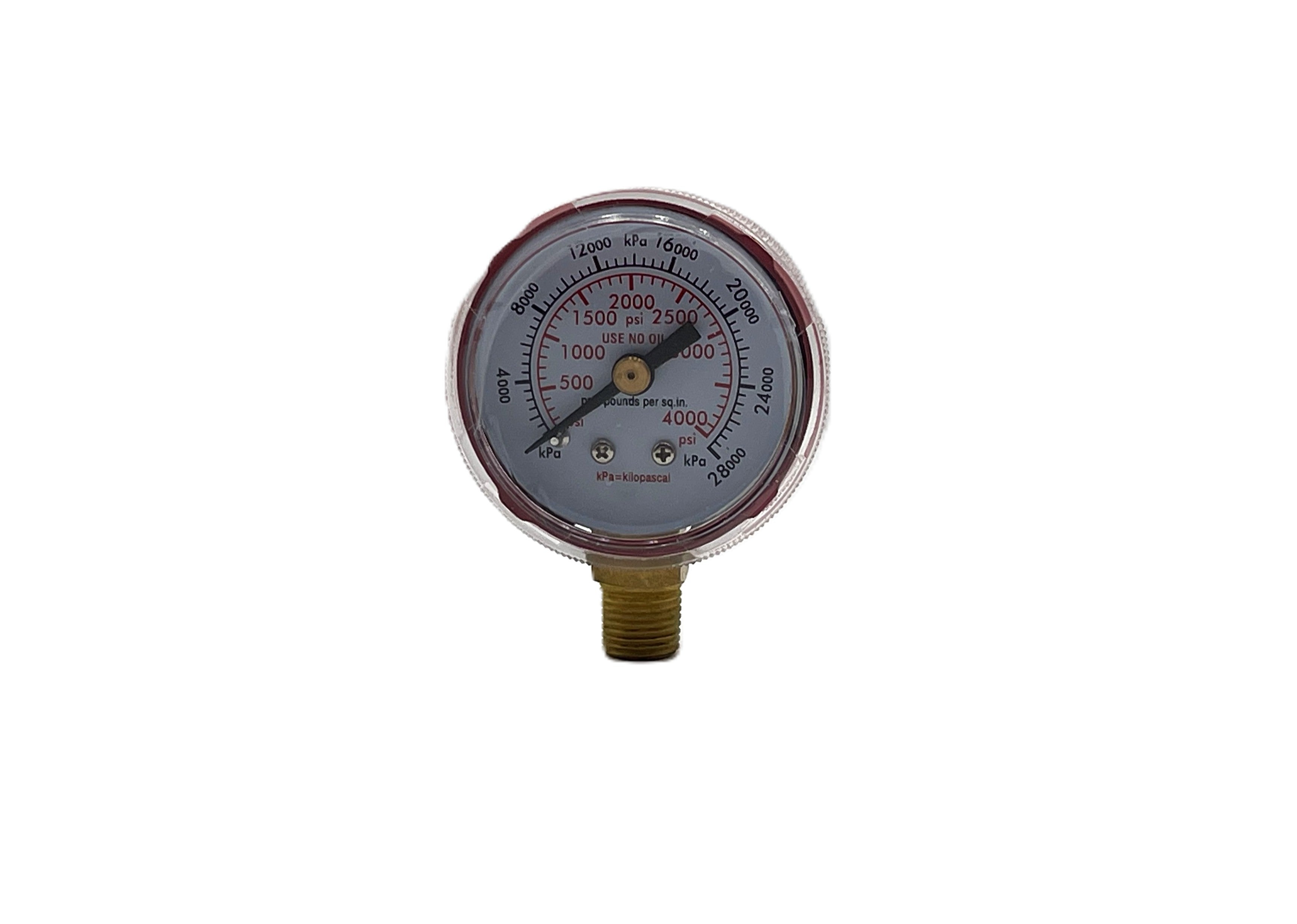 INWELD – 1.5" Pressure Gauge, 0–4000 PSI, Brass Case, Bottom Mount (1/8")