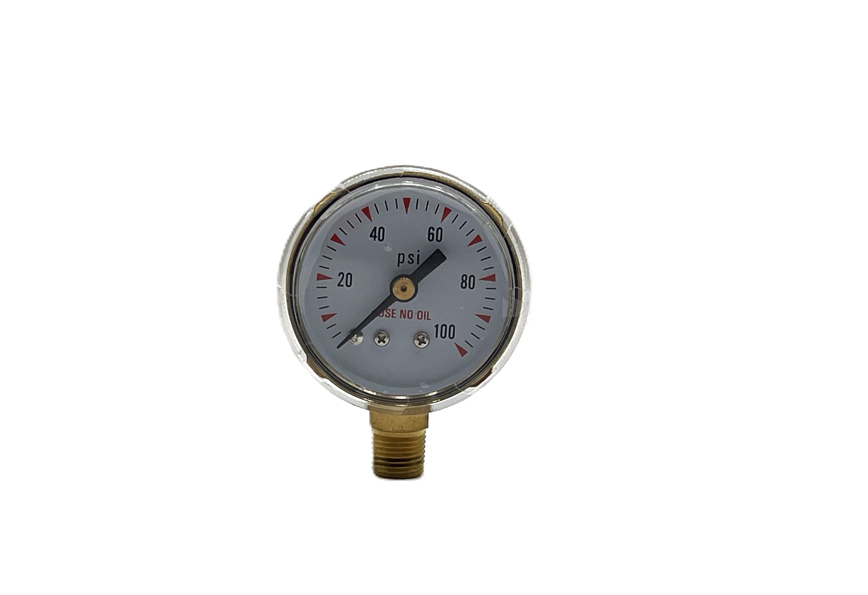 INWELD – 1.5" Pressure Gauge, 0–100 PSI, Brass Case, Bottom Mount (1/8")