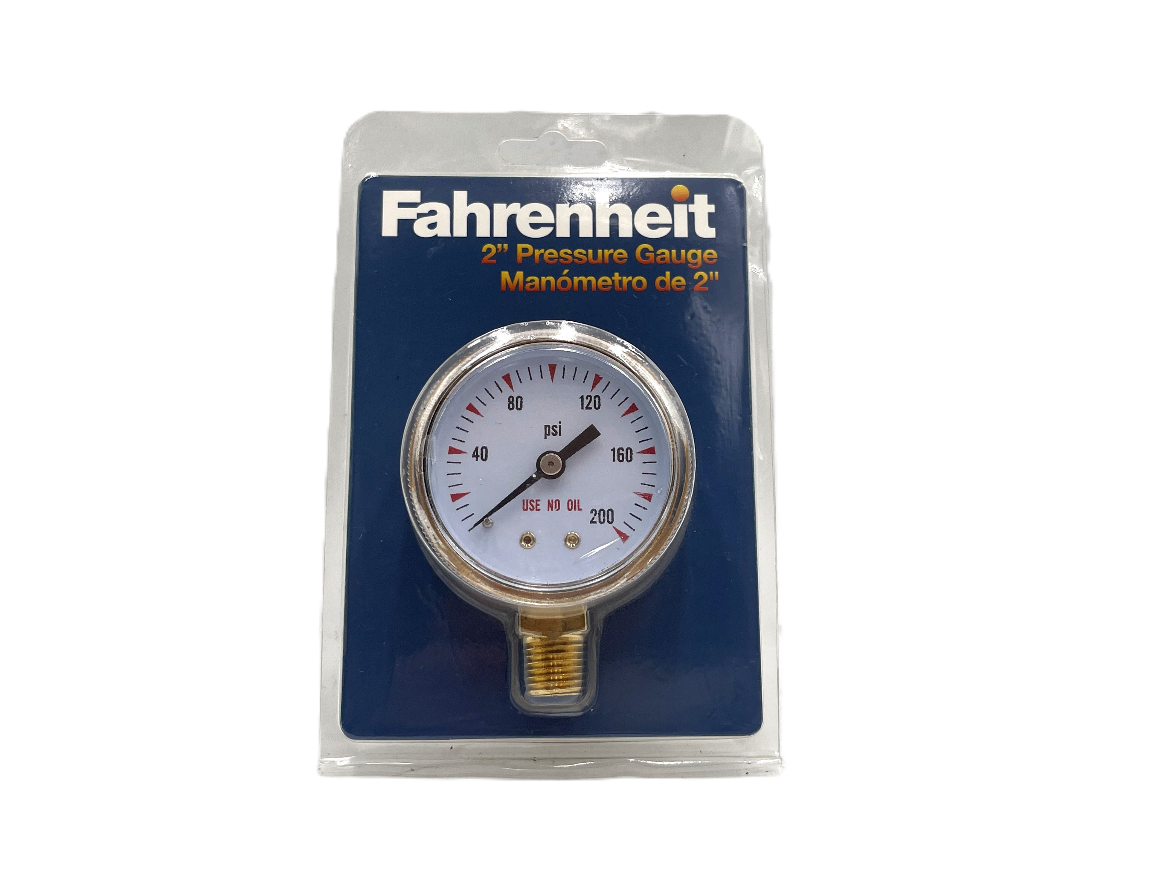 INWELD – 2" Pressure Gauge, 0–200 PSI, Brass Case, Bottom Mount (1/4")