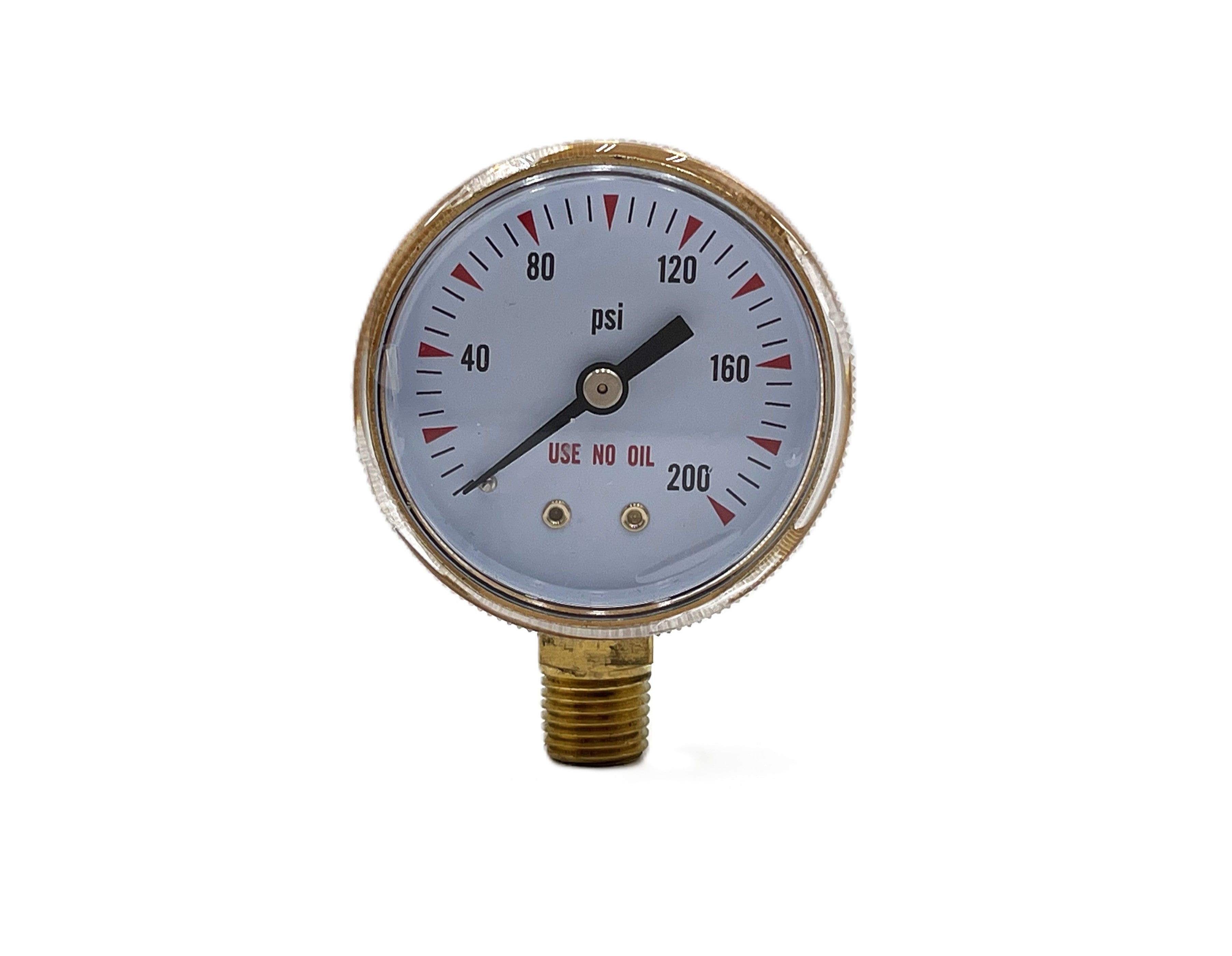 INWELD - 1.5" Pressure Gauge, 0–200 PSI, Brass Case, Bottom Mount