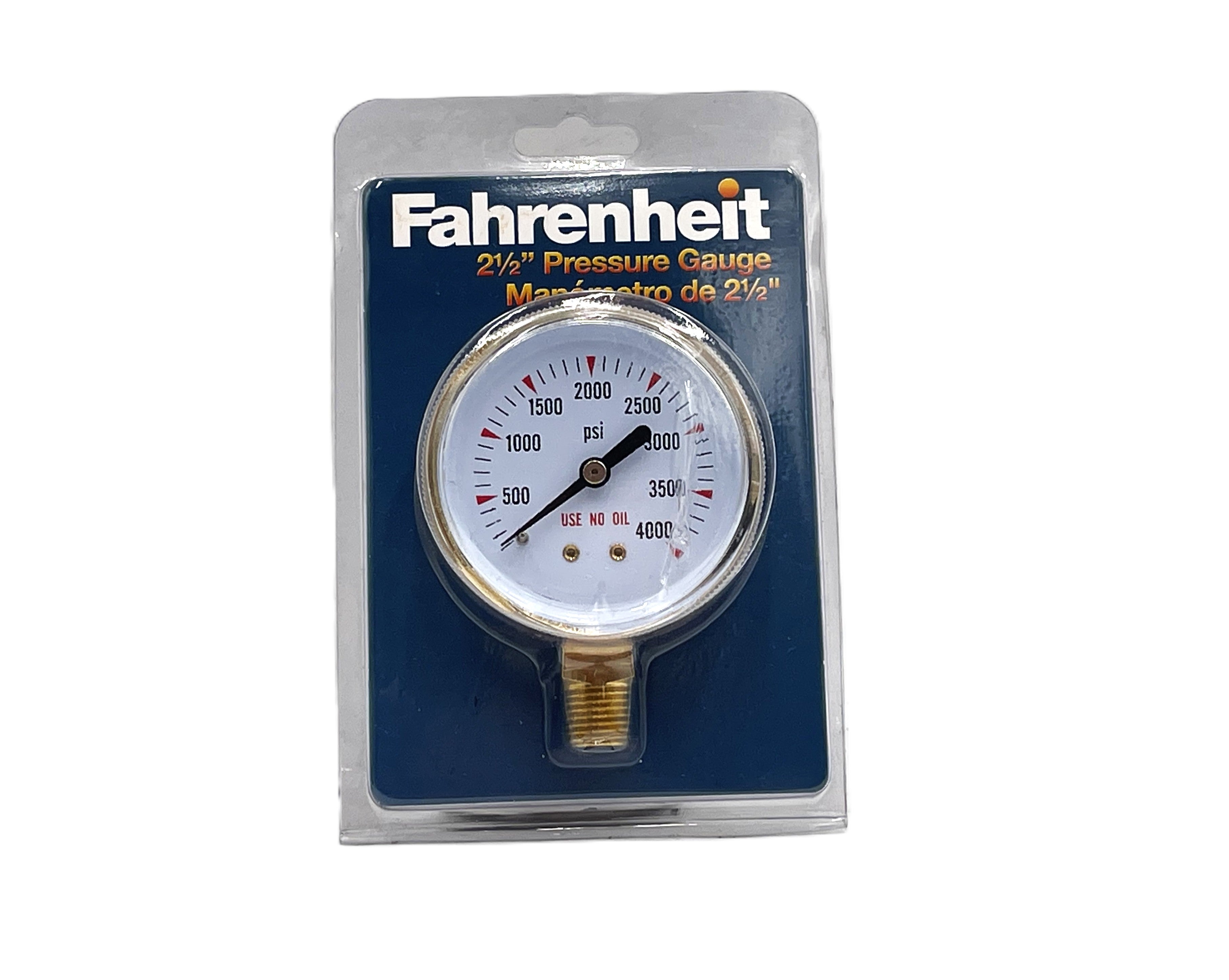 INWELD – 2.5" Pressure Gauge, 0–4000 PSI, Brass Case, Bottom Mount (1/4")