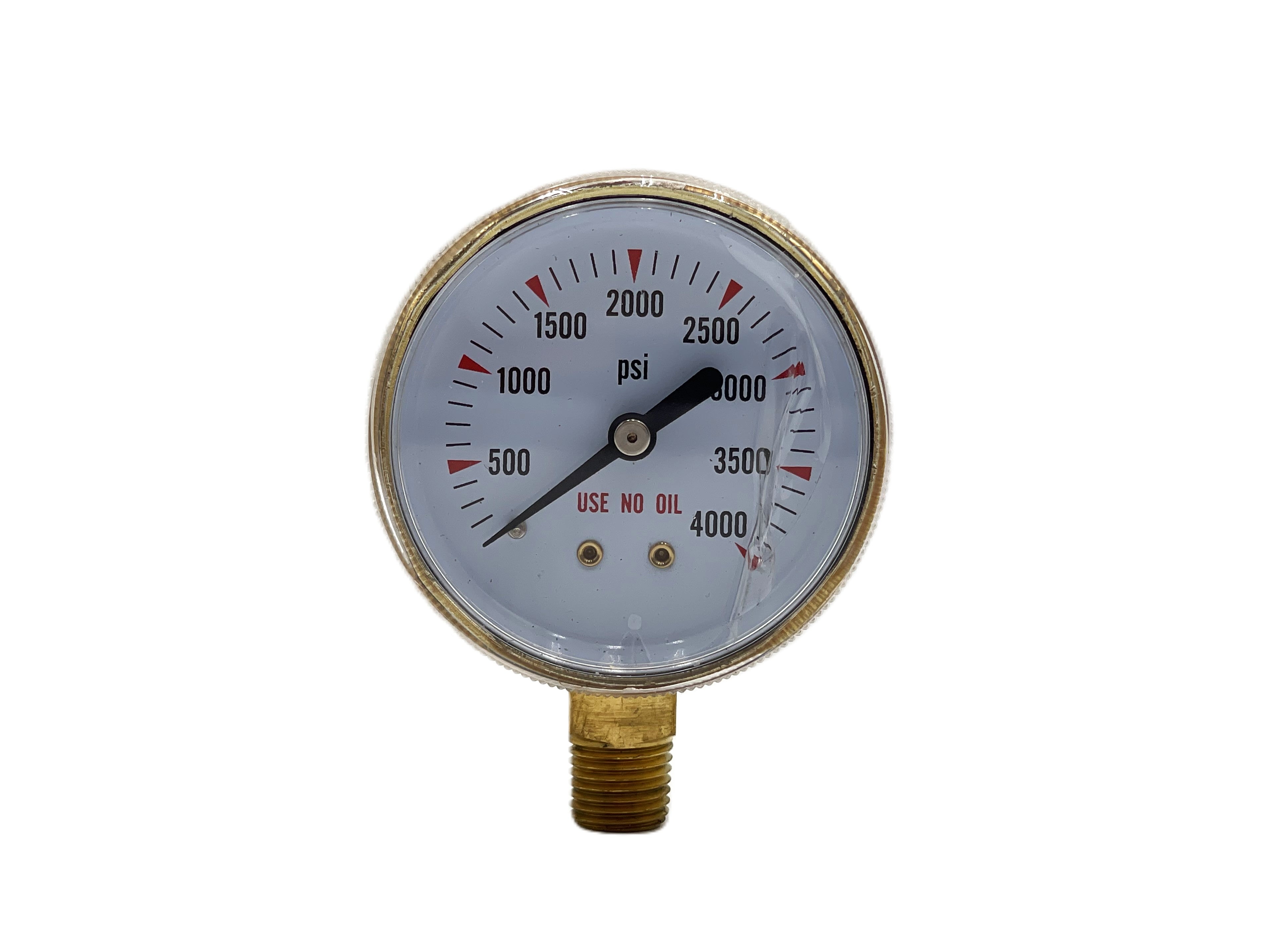 INWELD – 2.5" Pressure Gauge, 0–4000 PSI, Brass Case, Bottom Mount (1/4")