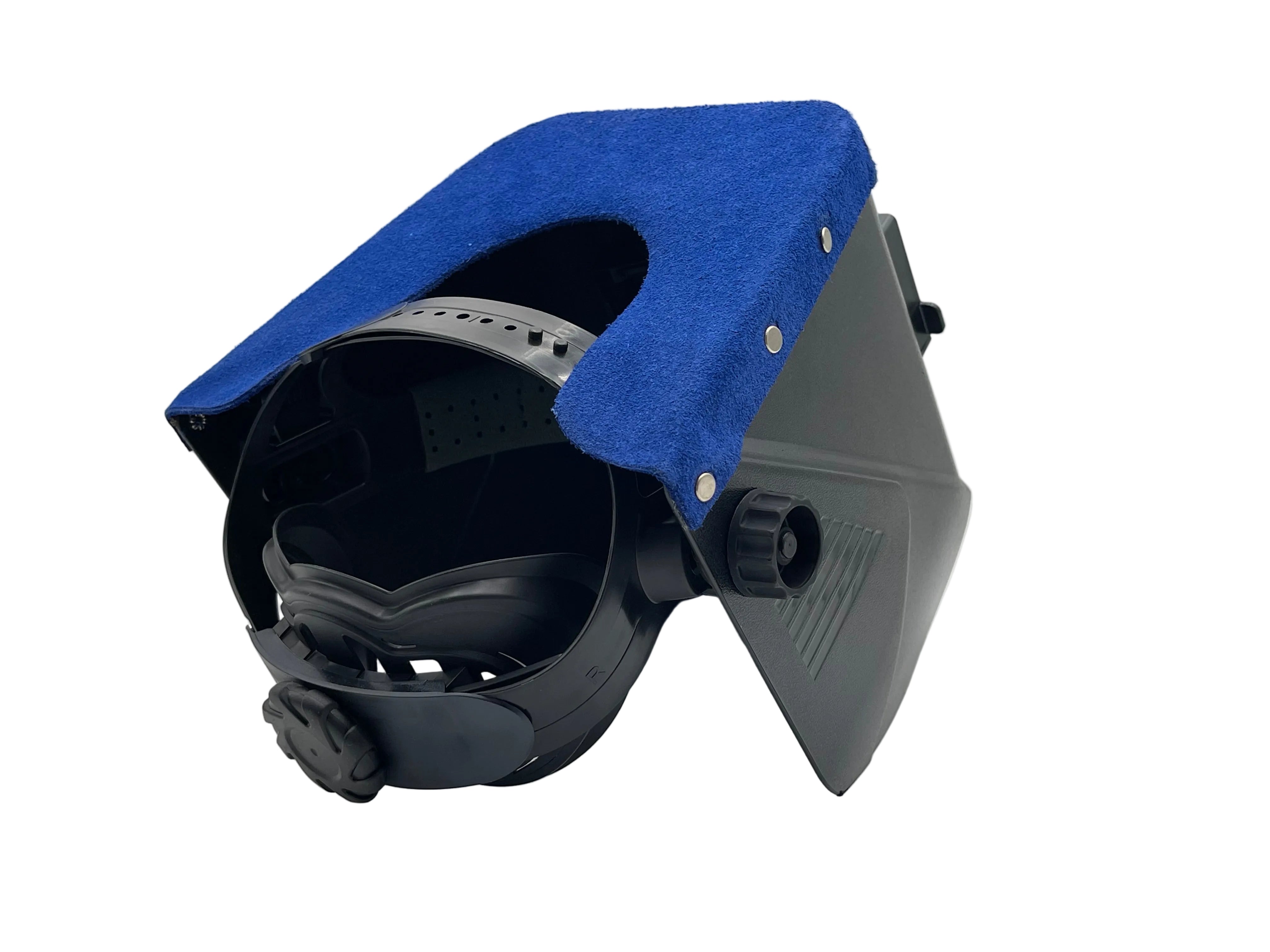 ***IN STOCK 58*** Outlaw Leather - BLACK SQUARE HOOD - TOP ROYAL BLUE SUEDE