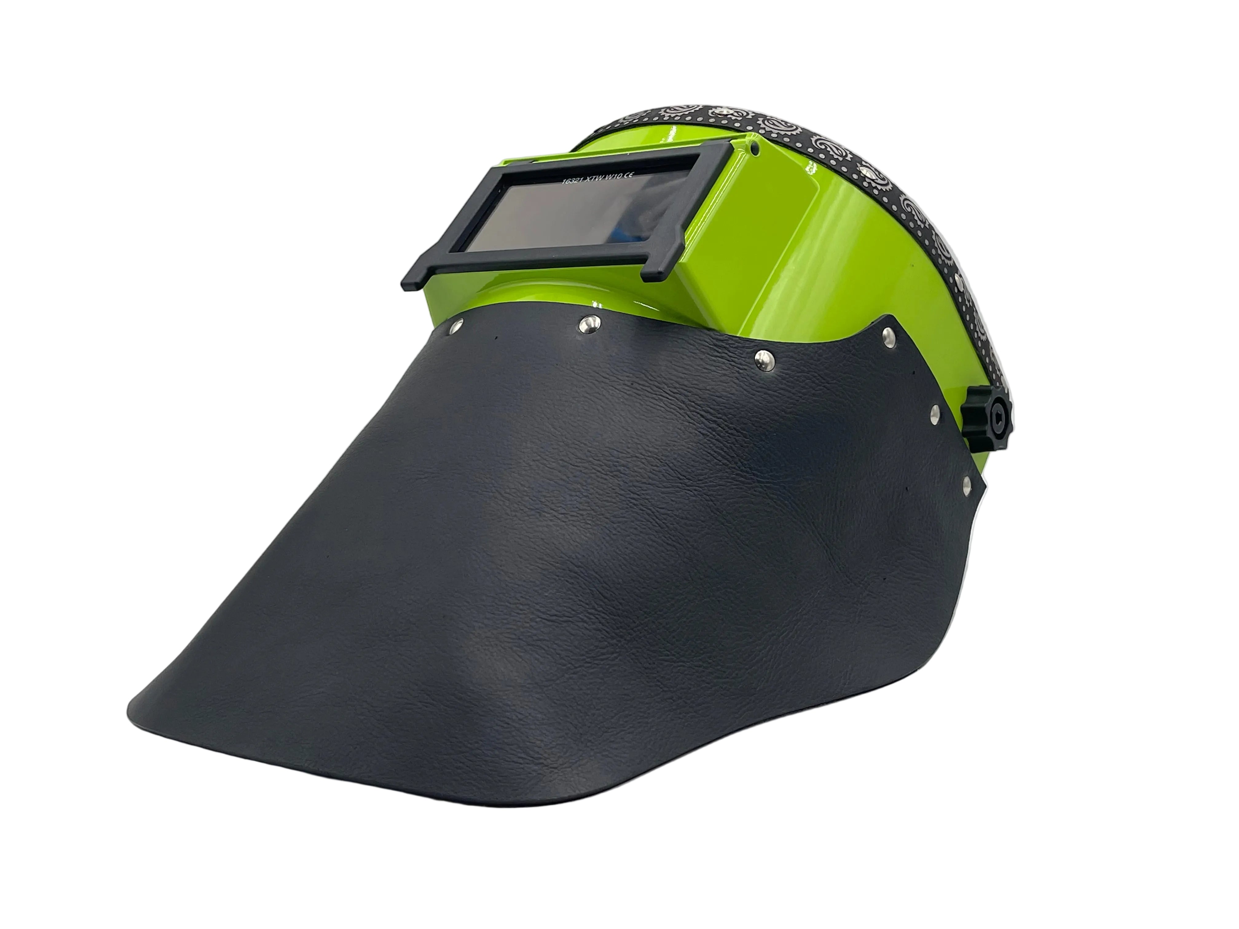 ***IN STOCK 65*** OUTLAW LEATHER- SLIMLINE LIME GREEN - BOTTOM BLACK LEATHER - TOP PAISLEY B/W