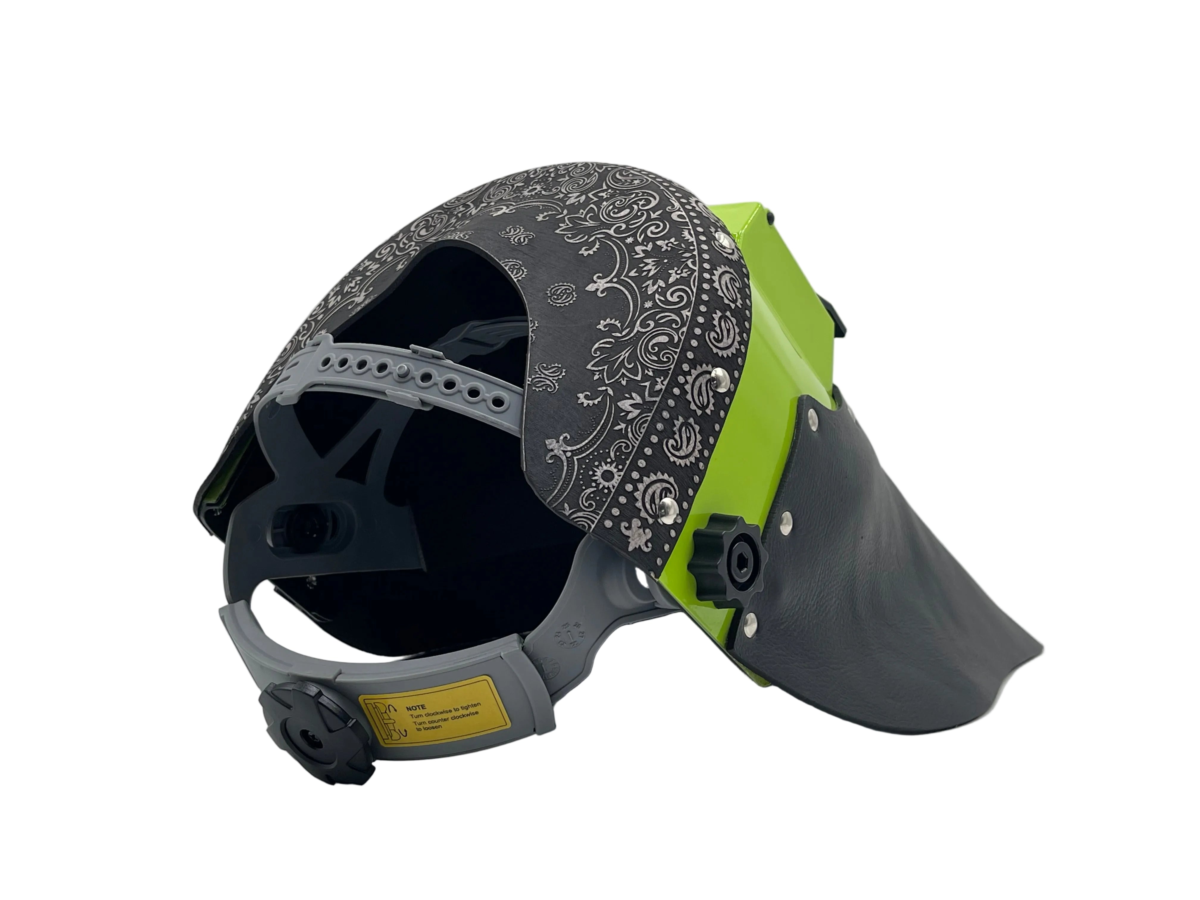 ***IN STOCK 65*** OUTLAW LEATHER- SLIMLINE LIME GREEN - BOTTOM BLACK LEATHER - TOP PAISLEY B/W