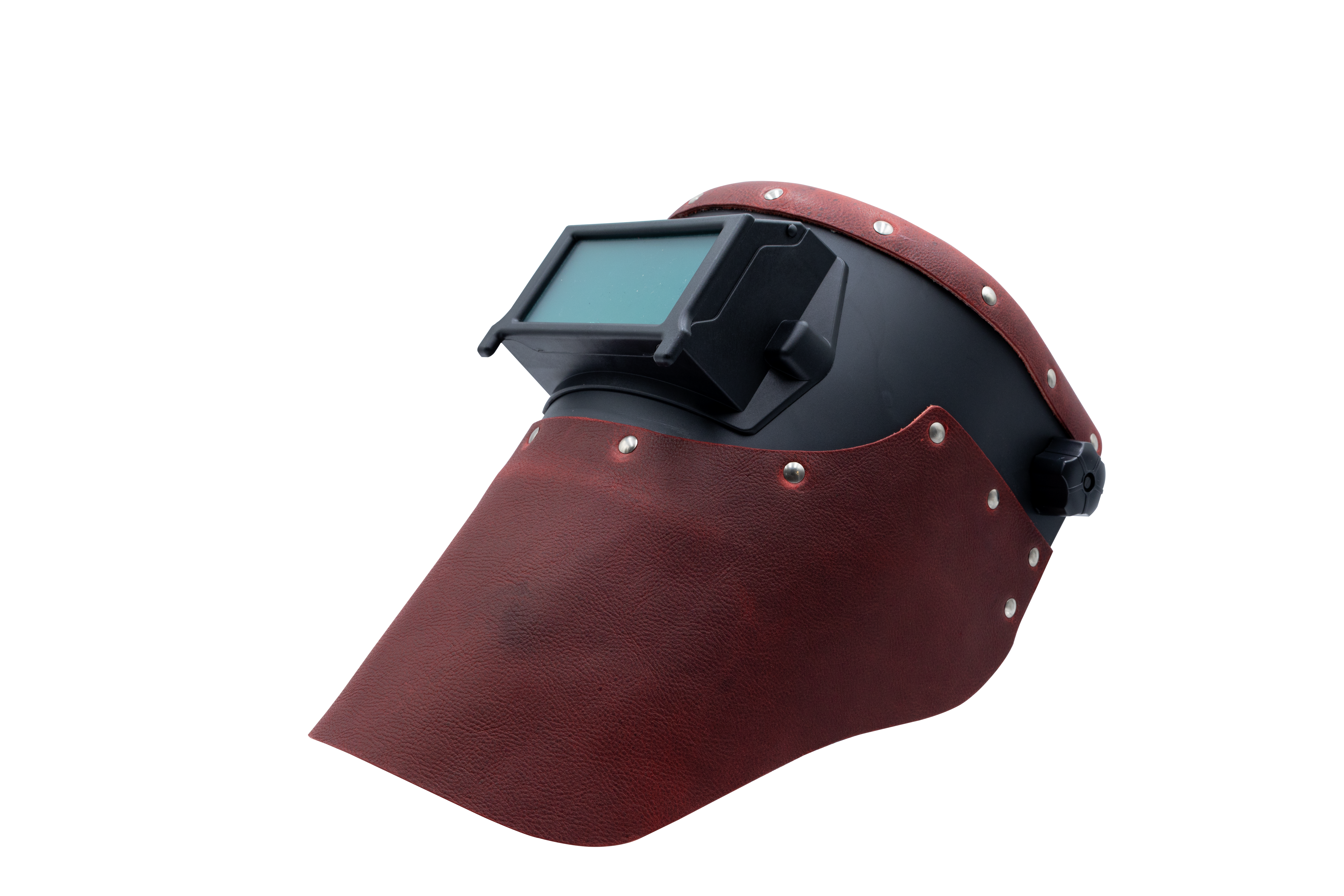 Outlaw Leather - Welding Hood - Maroon Leather