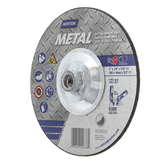 Norton Metal AO Right Angle Type 27 Grinding Wheel Metal & Stainless Steel