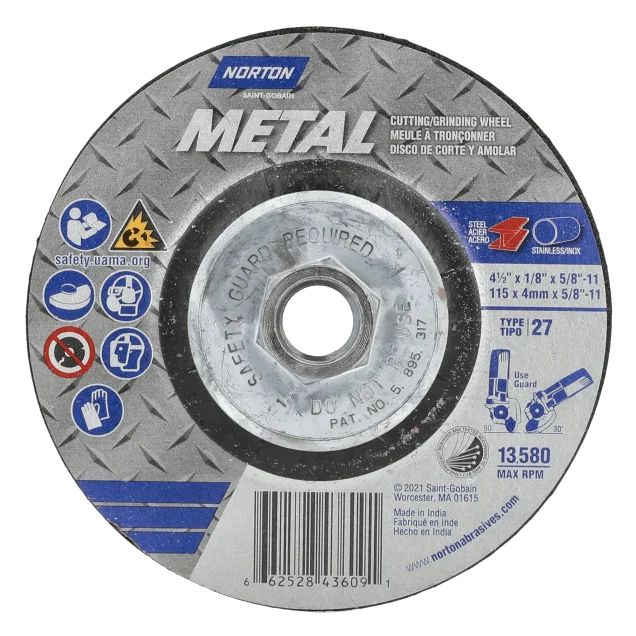Norton Metal AO Right Angle Type 27 Grinding Wheel Steel