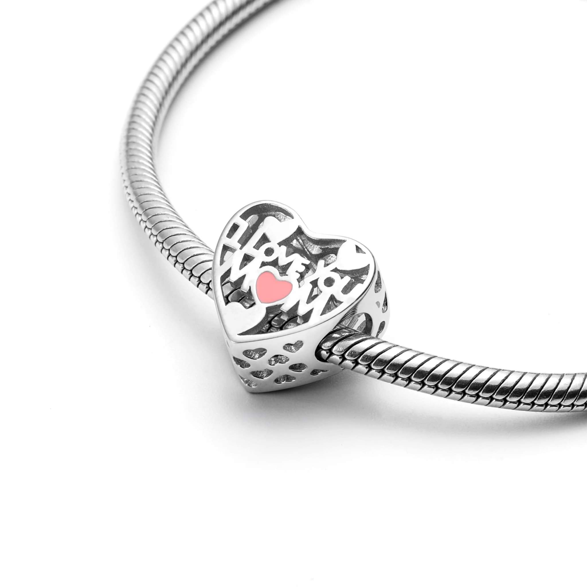 Sterling Silver I Love You Mom Spacer Charm