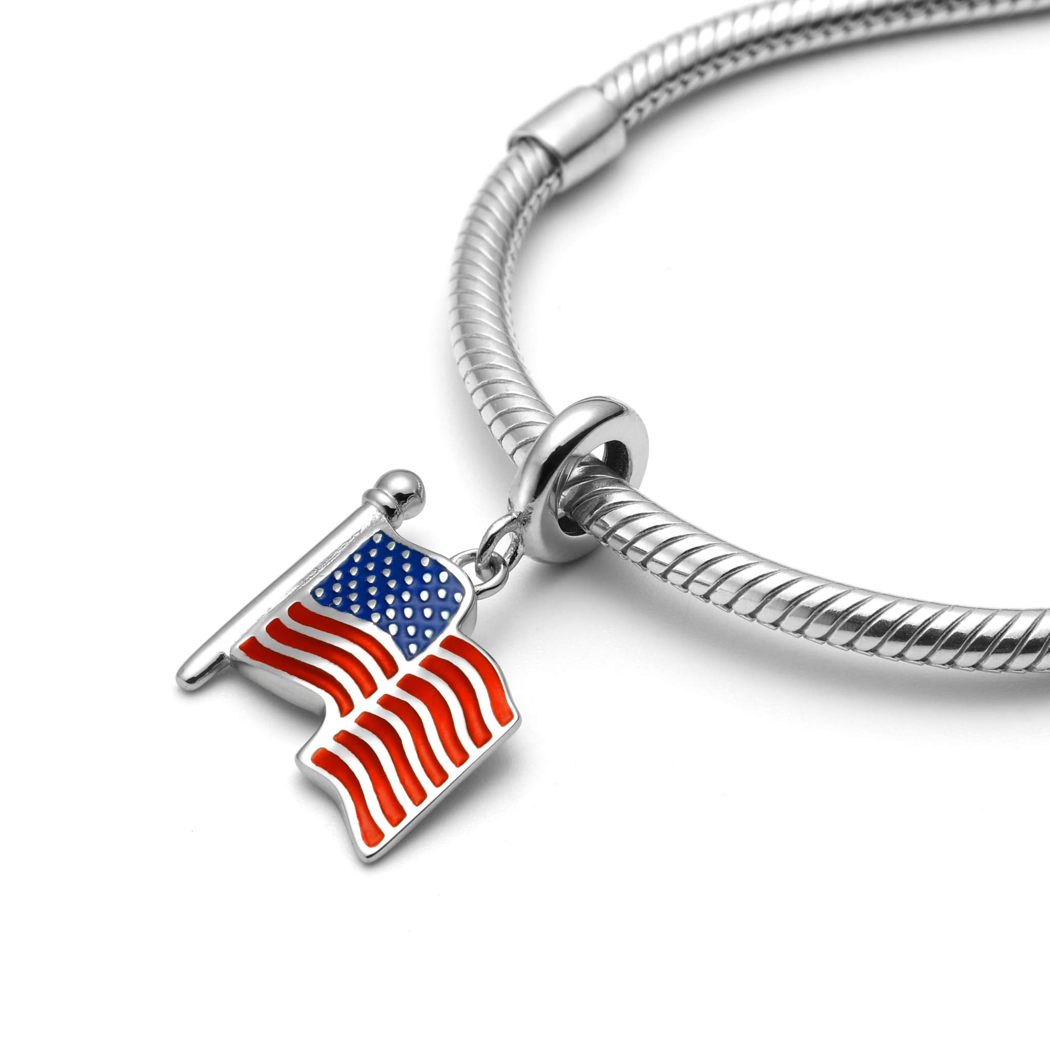 Sterling Silver USA Flag Charm