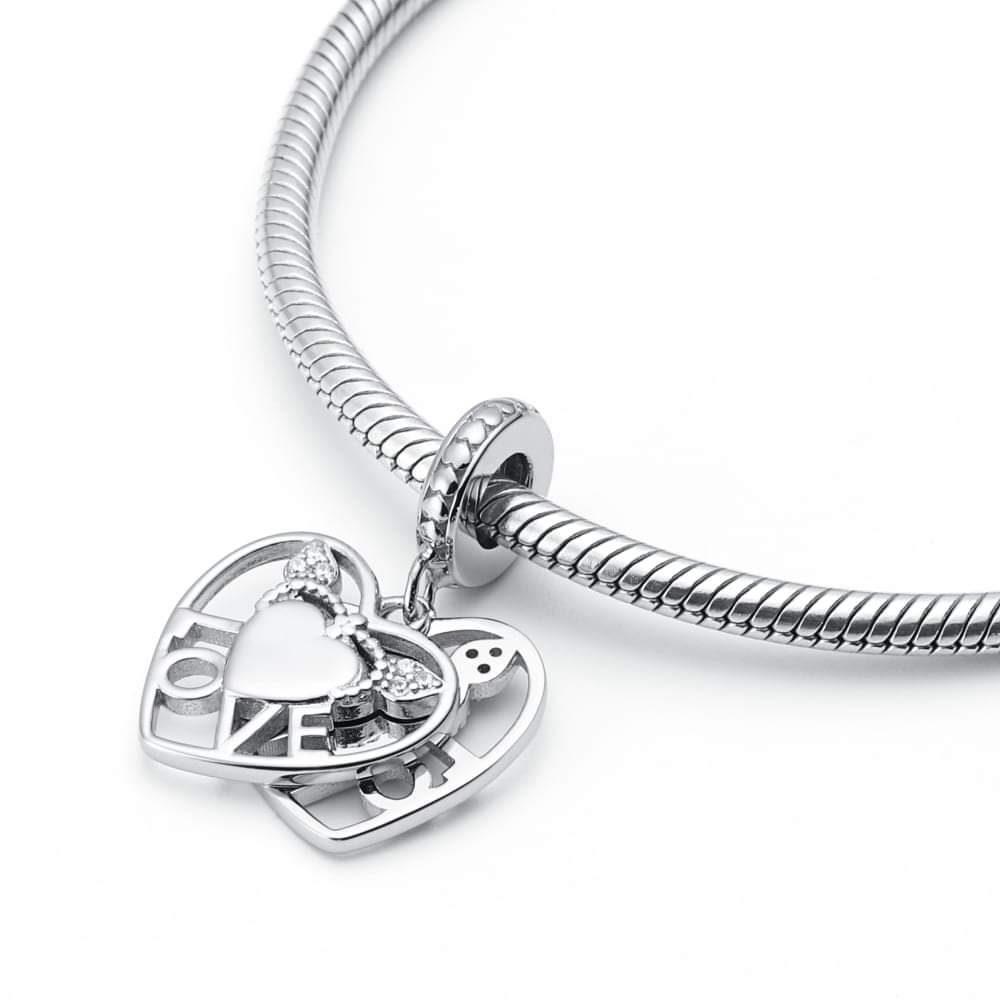 Sterling Silver Love Double Hearts Charm