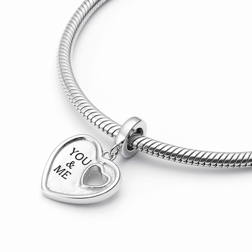 Sterling Silver You & Me Heart Charm