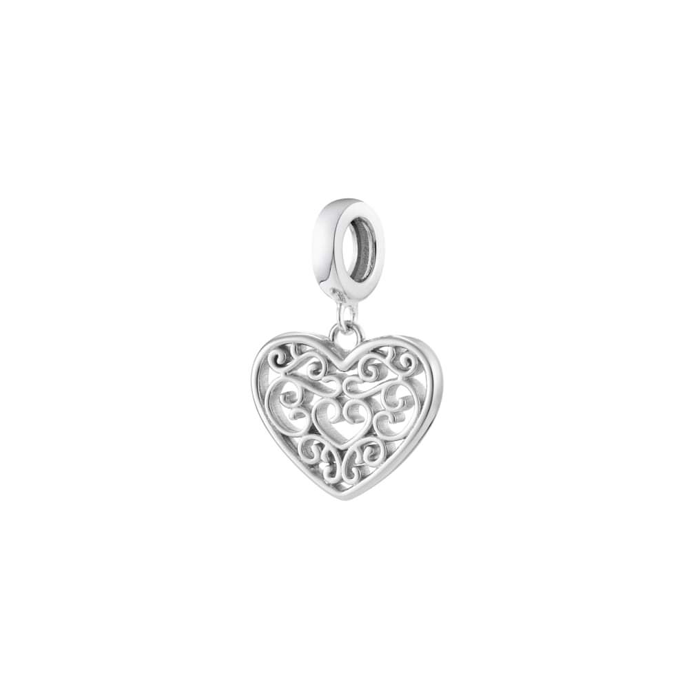 Sterling Silver Swirl Heart Charm